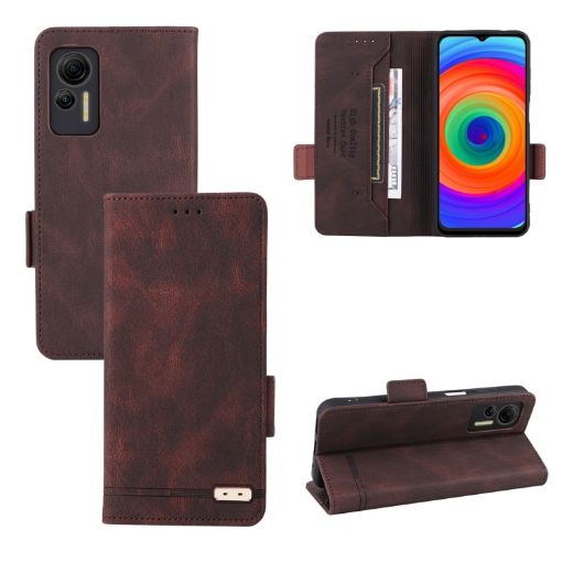 Ulefone Note 14 Brown Leather Phone Case with Magnetic Clasp - 1