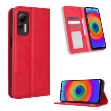 Ulefone Note 14 Red Leather Phone Case with Magnetic Buckle Retro Texture - 1