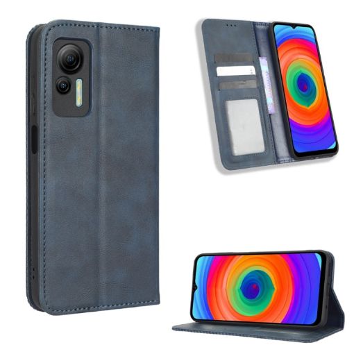 Ulefone Note 14 Blue Leather Phone Case with Magnetic Buckle Retro Texture - 1