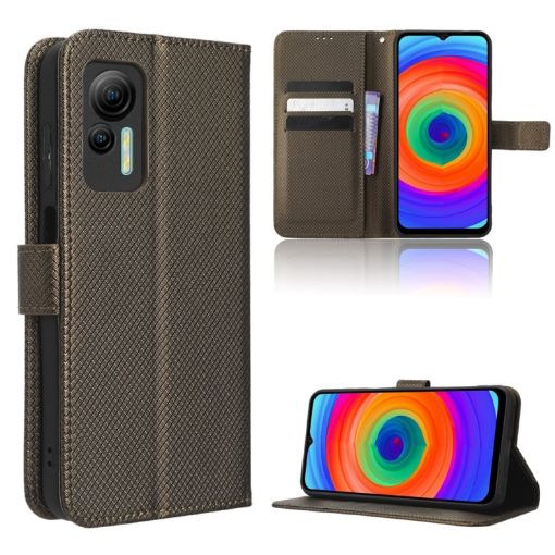 Ulefone Note 14 Brown Leather Phone Case with Diamond Texture - 1