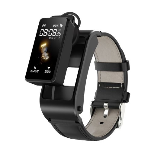 H21 Smart Watch: 1.14" Leather Band, Earphone, Temp & Bluetooth Call - 1