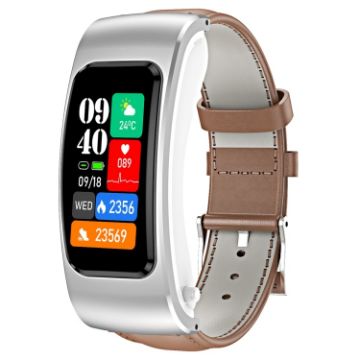 K60 Smart Watch 1.08" Leather Band, Detachable Earphone, Waterproof - 1