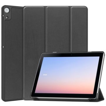 Docomo dtab D-51C Leather Tablet Case, Custer Texture, 3-Fold Holder, Black - 1