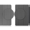 Docomo dtab D-51C Gray Leather Tablet Case - Custer Texture 3-Fold Holder - 6