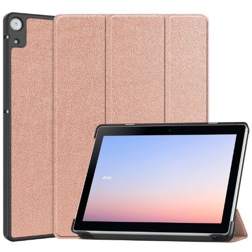 Docomo dtab D-51C Rose Gold Leather Tablet Case - 3-Fold Holder - 1