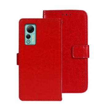 Ulefone Note 14 Red Leather Phone Case with Holder - Crazy Horse Texture - 1