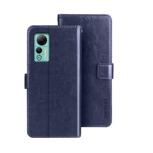 Ulefone Note 14 Blue Leather Phone Case with Holder - Crazy Horse Texture - 1
