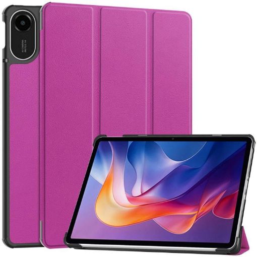 Xiaomi Redmi Pad 2 Purple Leather Tablet Case - 3-Fold Holder Cover - 1