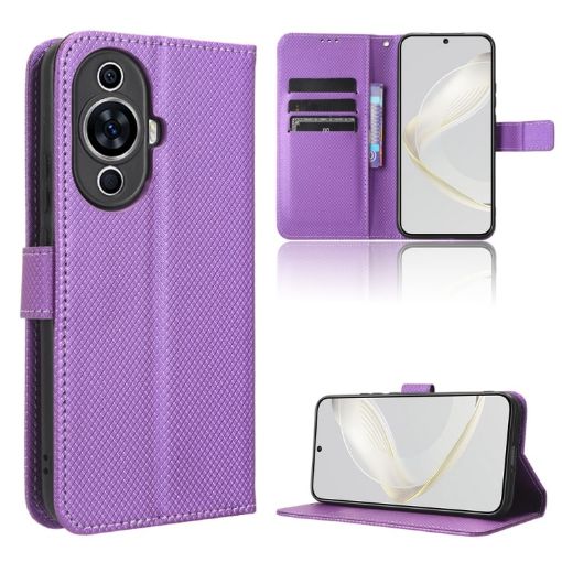 Huawei nova 11 Pro Purple Diamond Texture Leather Phone Case - 1