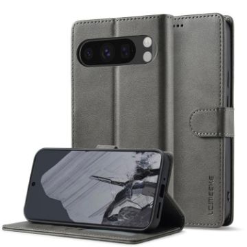 Google Pixel 10/10 Pro LC.IMEEKE Grey Calf Texture Flip Leather Case - 1
