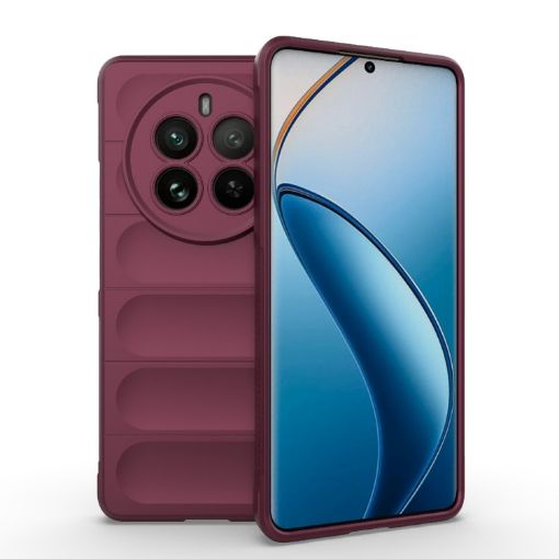 Realme 12 Pro 5G/12 Pro+ Wine Red Magic Shield TPU Flannel Case - 1