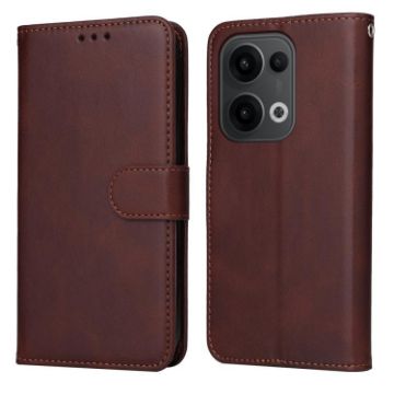 OPPO Reno13/Reno14 Global Brown Calf Texture Flip Leather Phone Case - 1