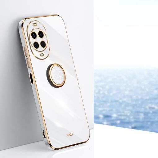 Huawei Nova 14 XINLI 6D Electroplate TPU Case with Ring Holder - White - 1