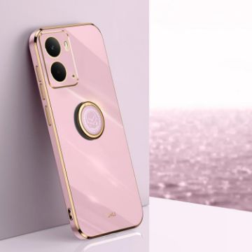 Realme Neo7X XINLI 6D Electroplate TPU Case with Ring Holder - Cherry Purple - 1