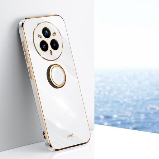 Realme14 Pro+ XINLI 6D Electroplate TPU Case with Ring Holder - White - 1