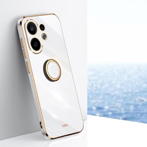 Vivo S30 5G XINLI 6D Electroplate TPU Case with Ring Holder - White - 1