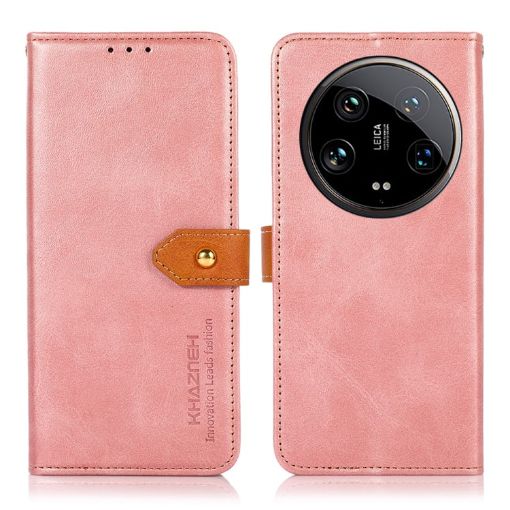 Xiaomi 14 Ultra KHAZNEH Rose Gold Cowhide Flip Leather Phone Case - 1