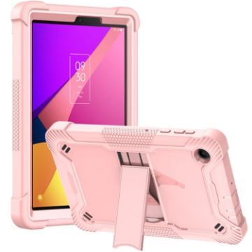 TCL Tab 8 LE Shockproof Silicone Hybrid Tablet Case with Holder - Rose Gold - 1