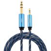 EMK 3.5mm to 6.35mm Gold Plated AUX Cable 1.5m Dark Blue Nylon Braid - 1