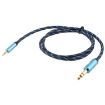 EMK 3.5mm to 6.35mm Gold Plated AUX Cable 1.5m Dark Blue Nylon Braid - 3