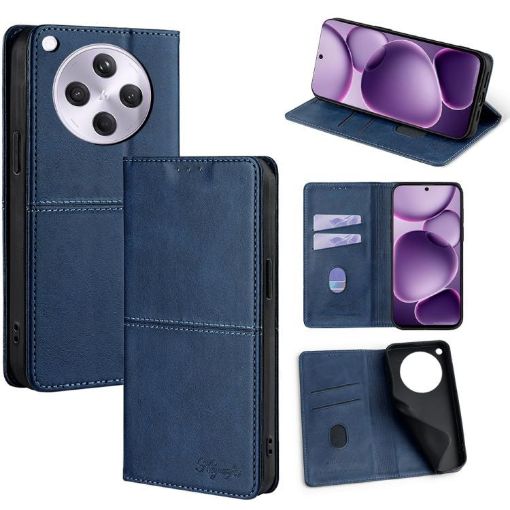 OPPO Find X8s+ 5G Blue Cow Texture Magnetic Leather Phone Case - 1