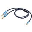 EMK 3.5mm to 2x6.35mm Gold AUX Cable 1m for PC/X-BOX/PS3/CD/DVD - 3