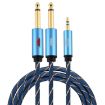 EMK 3.5mm to 2 x 6.35mm Gold AUX Cable 1.5m Dark Blue for PC/X-BOX/PS3 - 1