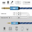 EMK 3.5mm to 2 x 6.35mm Gold AUX Cable 1.5m Dark Blue for PC/X-BOX/PS3 - 6