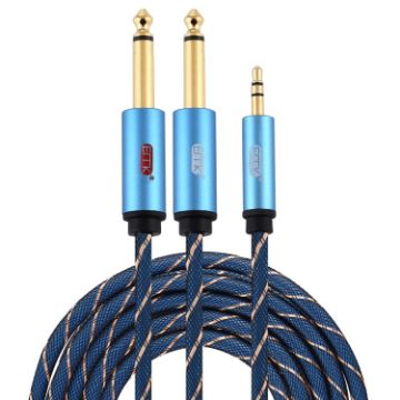 EMK 3.5mm to Dual 6.35mm Gold AUX Cable 3m Dark Blue for PC/X-BOX/PS3/CD/DVD - 1
