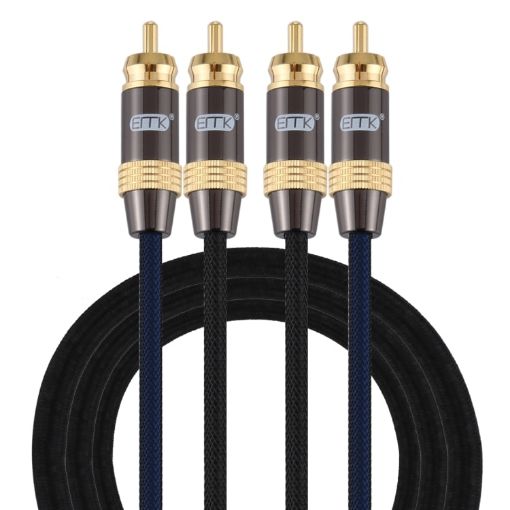 EMK 1.5m RCA Male to Male Gold Plated Audio Cable for TV/Amplifier/DVD - 1