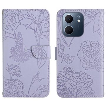OPPO A5x 4G/5G Global Butterfly Embossed Flip Leather Case - Purple - 1