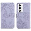 OPPO A5 5G Butterfly Embossed Flip Leather Case - Purple - 1