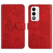 OPPO A5 5G Red Butterfly Embossed Flip Leather Phone Case Global HT03 - 1