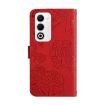 OPPO A5 5G Red Butterfly Embossed Flip Leather Phone Case Global HT03 - 3