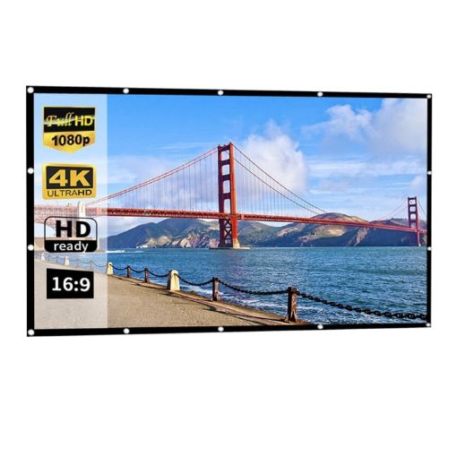 180" 16:9 Folding Polyester Projector Film Curtain - Simple & Thin - 1