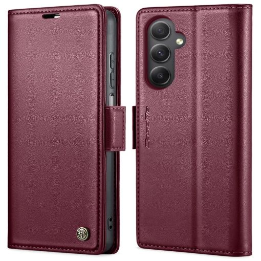 Samsung Galaxy A34 5G CaseMe 023 Butterfly Leather Case Wine Red - 1