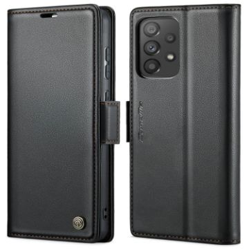 Samsung Galaxy A73 5G CaseMe 023 Leather RFID Anti-theft Case (Black) - 1