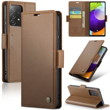Samsung Galaxy A52/A52s 5G CaseMe 023 Leather RFID Phone Case Brown - 1