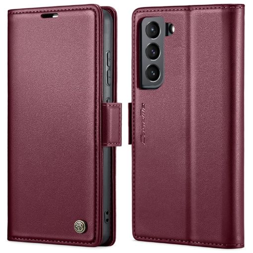 Samsung Galaxy S21+ 5G CaseMe 023 Butterfly Buckle Leather Case Wine Red - 1