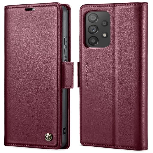 Samsung Galaxy A72 CaseMe 023 Leather Phone Case, Wine Red, RFID Secure - 1