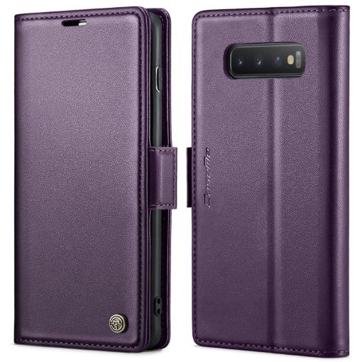 Samsung Galaxy S10 CaseMe 023 Butterfly Buckle RFID Leather Case Purple - 1