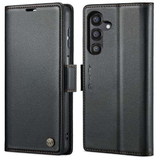 Samsung Galaxy A14 CaseMe 023 Butterfly Buckle RFID Leather Case Black - 1