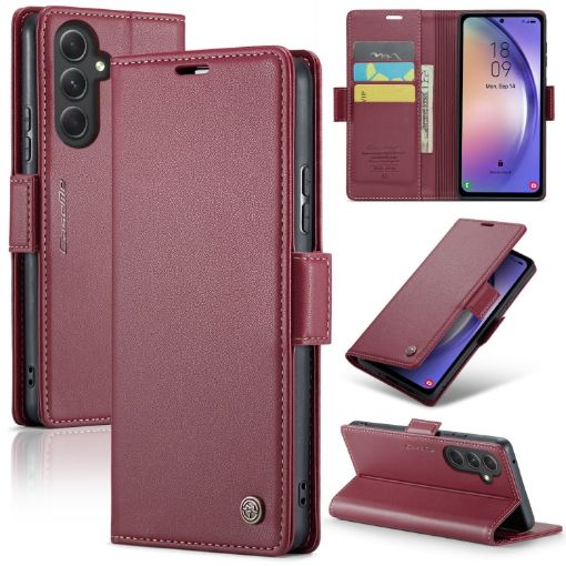 Samsung Galaxy A54 5G CaseMe 023 Leather Case, RFID, Wine Red - 1