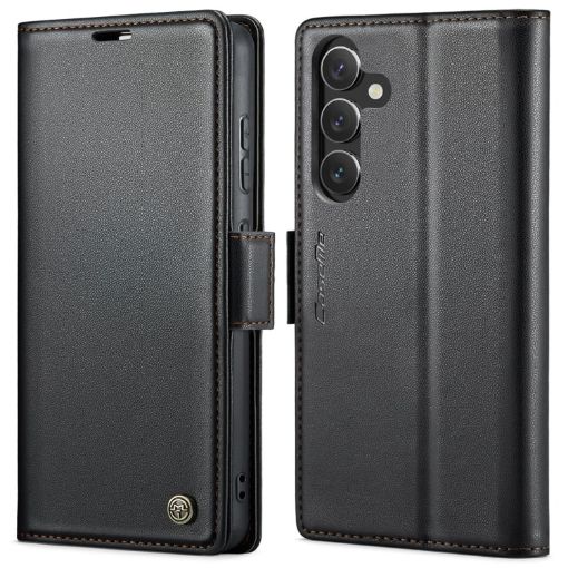 Samsung Galaxy A55 CaseMe 023 Butterfly Buckle RFID Leather Case Black - 1