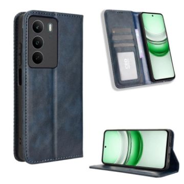 Realme C71 4G Blue Leather Phone Case with Magnetic Buckle Retro Texture - 1