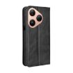 Huawei Pura 80 5G Leather Phone Case - Magnetic Buckle, Retro Texture, Black - 3