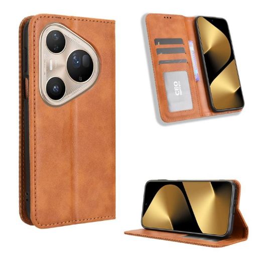 Huawei Pura 80 Pro 5G/80 Pro+ 5G Brown Leather Magnetic Phone Case - 1