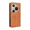 Huawei Pura 80 Ultra 5G Leather Phone Case, Magnetic Buckle, Brown Retro - 3