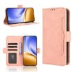 Realme 14 5G Pink Leather Phone Case with Card Slots - Calf Texture - 1