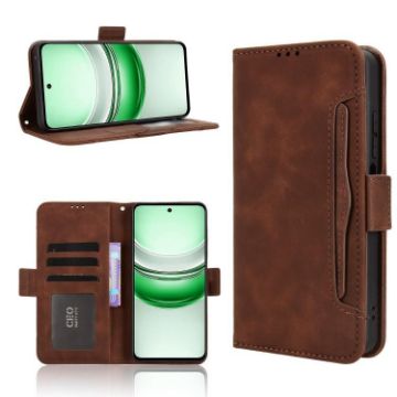 Realme C71 4G Brown Leather Phone Case with Card Slots - Calf Texture - 1
